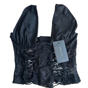 Outcast Lace Corset Bustier Top Black XS